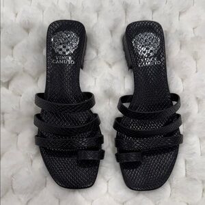 Vince Camuto Black Textured Women's Sandals